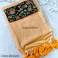 Khadi Cotton Silk Silver Zari Saree With Designer Kalamkari Blouse