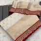 Traditional Khadi Georgette Minakari Designer Saree with Scallop Borders