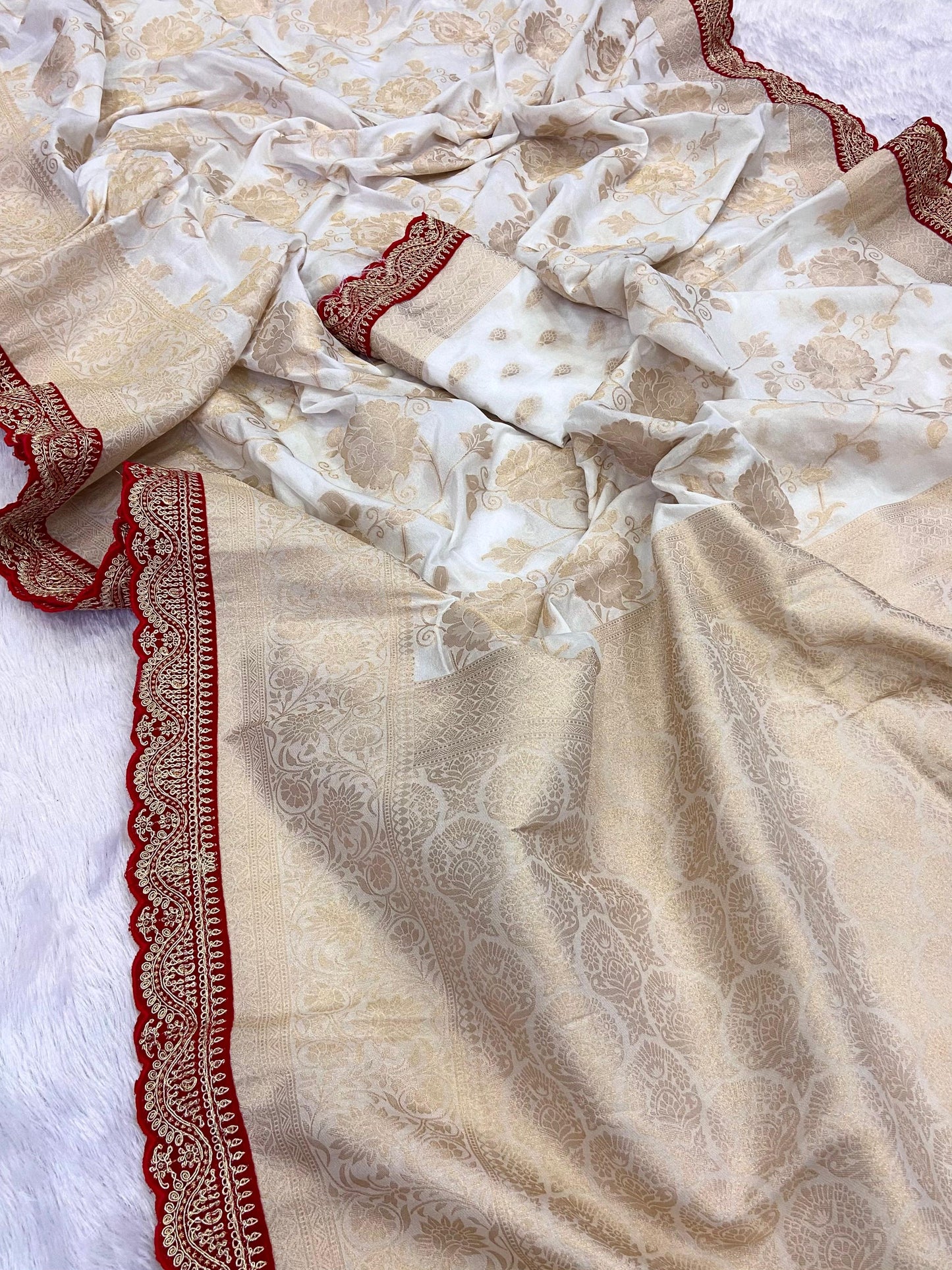 Khadi Georgette Minakari Saree – Sabyasachi Borders and Kanchi Tradition