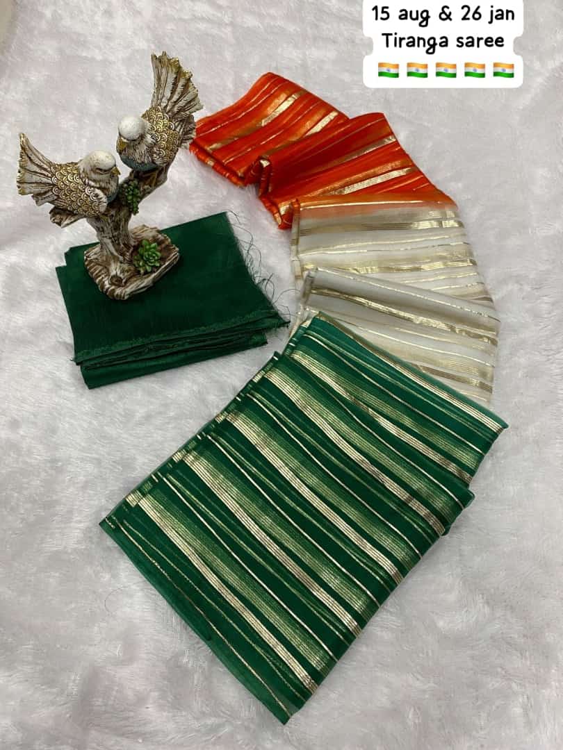 Kora organza tri-color saree
