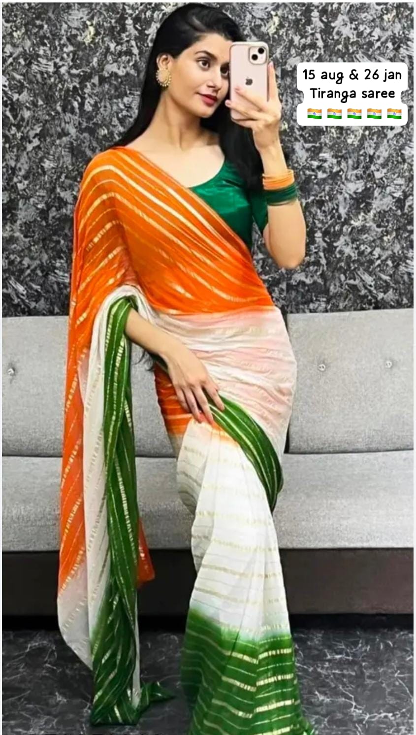 Kora organza tri-color saree