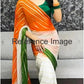Kora organza tri-color trianga saree with unstitched blouse