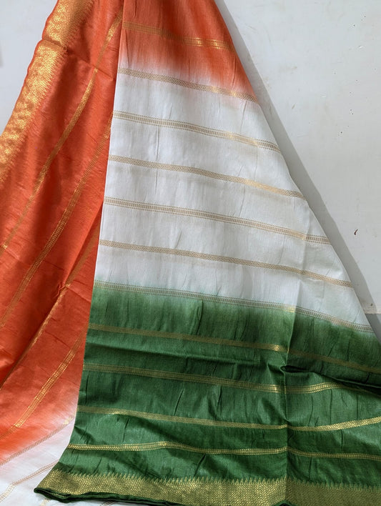 Kota viscose silk tricolor trianga saree