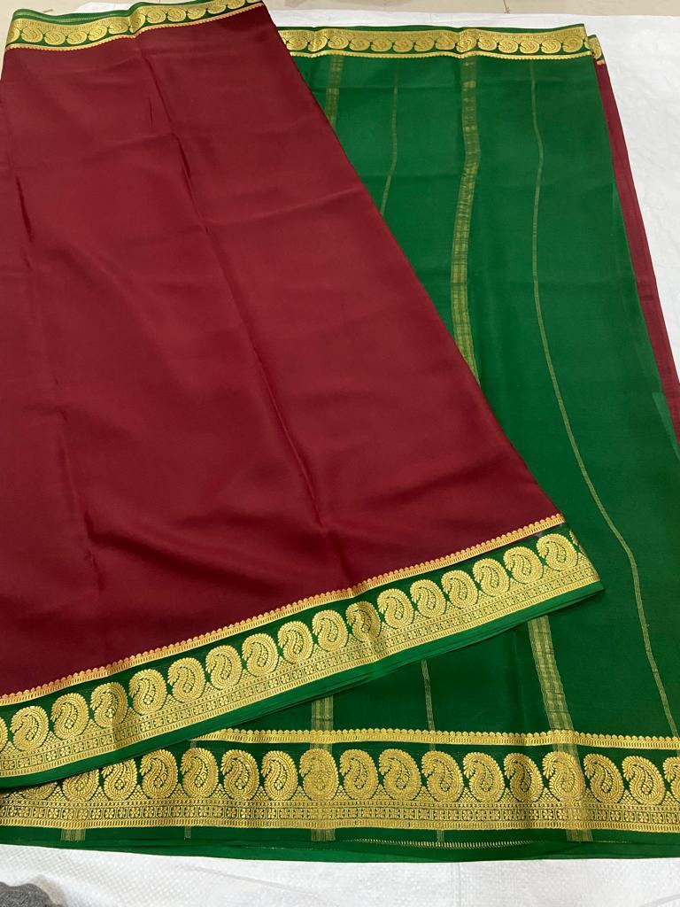 Ksic thickness pure mysore silk 100-120 count saree