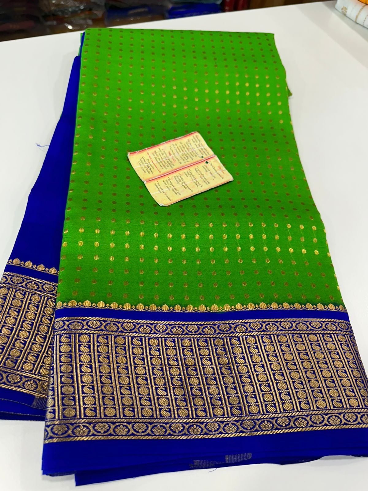 Ksic Thickness Pure Mysore Silk Mango Border Saree