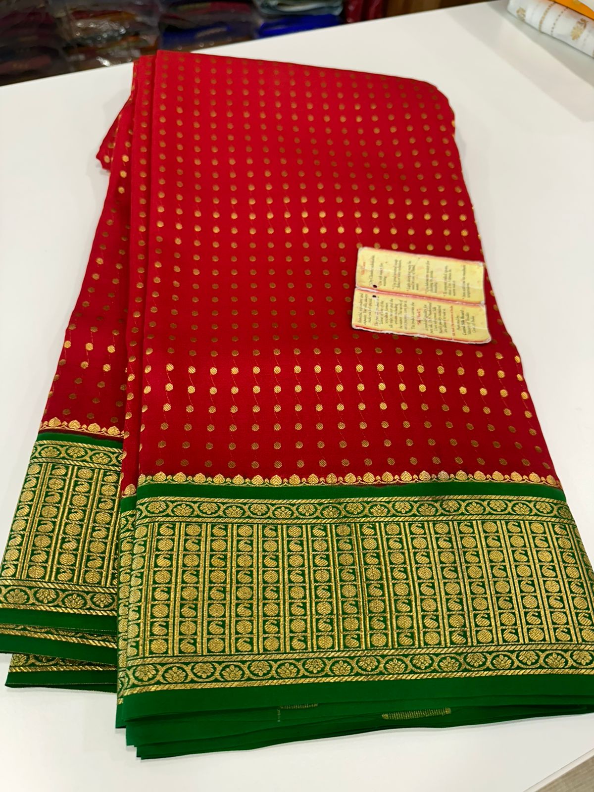 Ksic Thickness Pure Mysore Silk Mango Border Saree