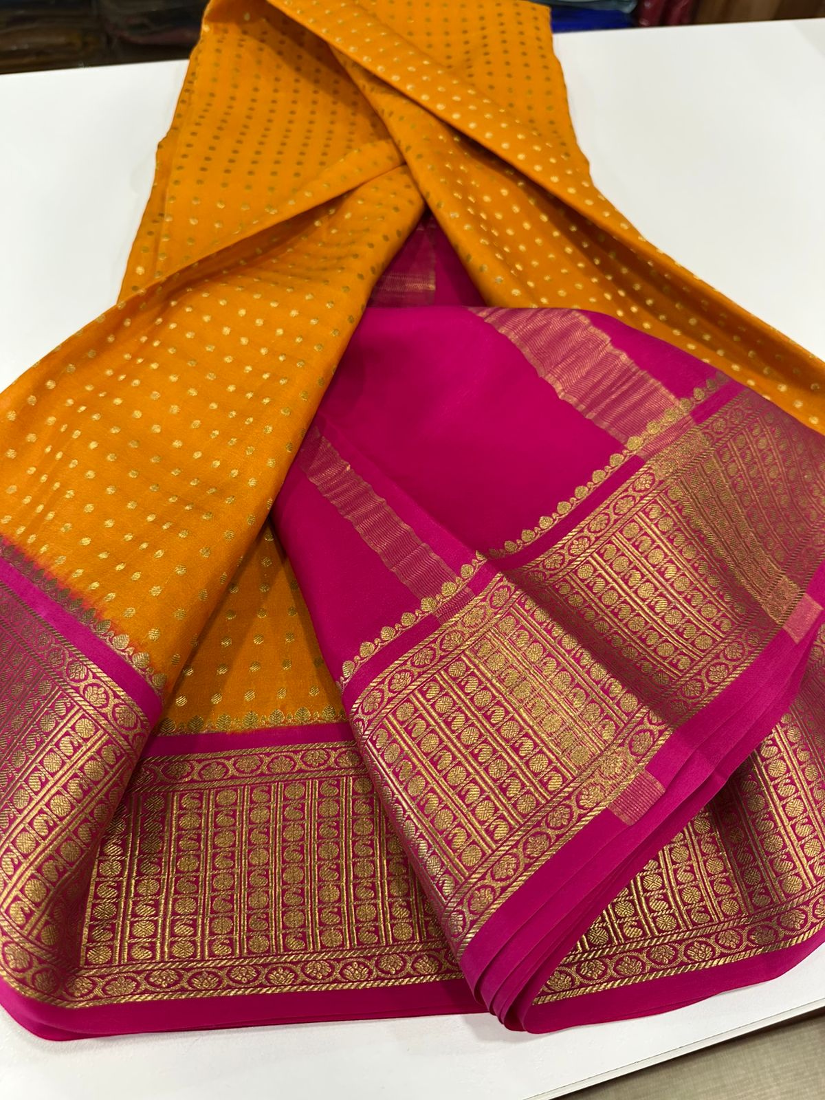 Ksic Thickness Pure Mysore Silk Mango Border Saree