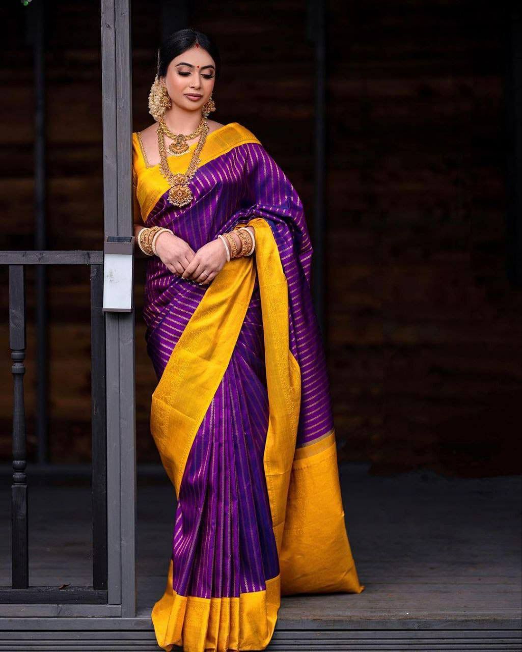 Kubera korvai bridal semi silk saree