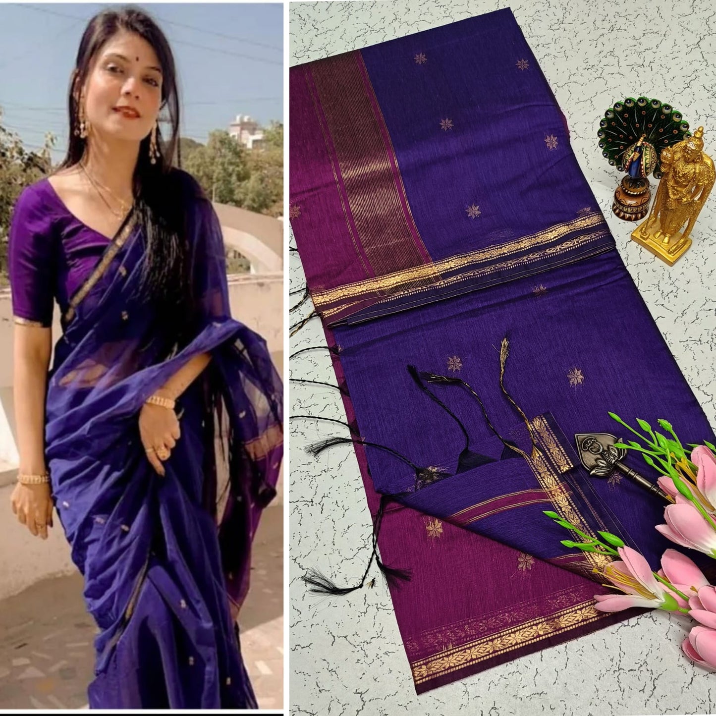 Maheswari-style Silk Cotton Saree