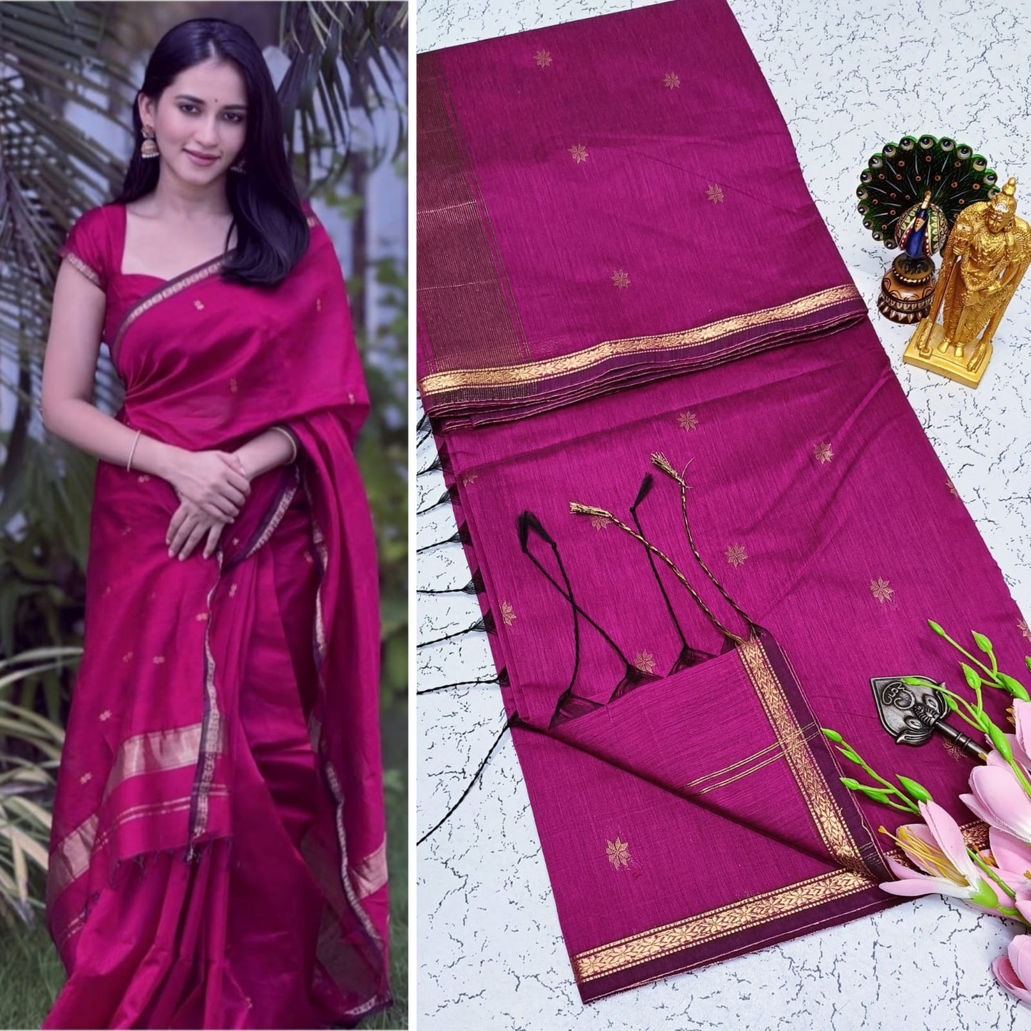 Maheswari-style Silk Cotton Saree