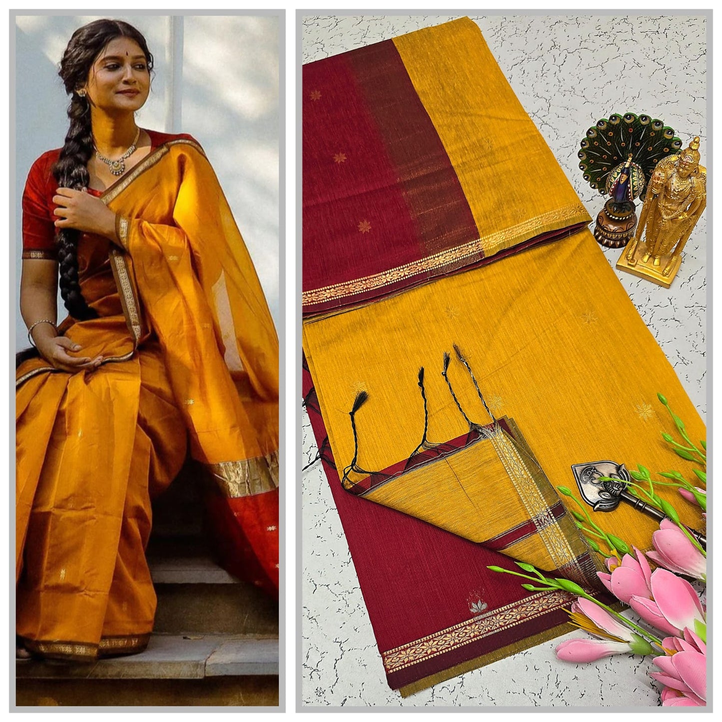 Maheswari-style Silk Cotton Saree