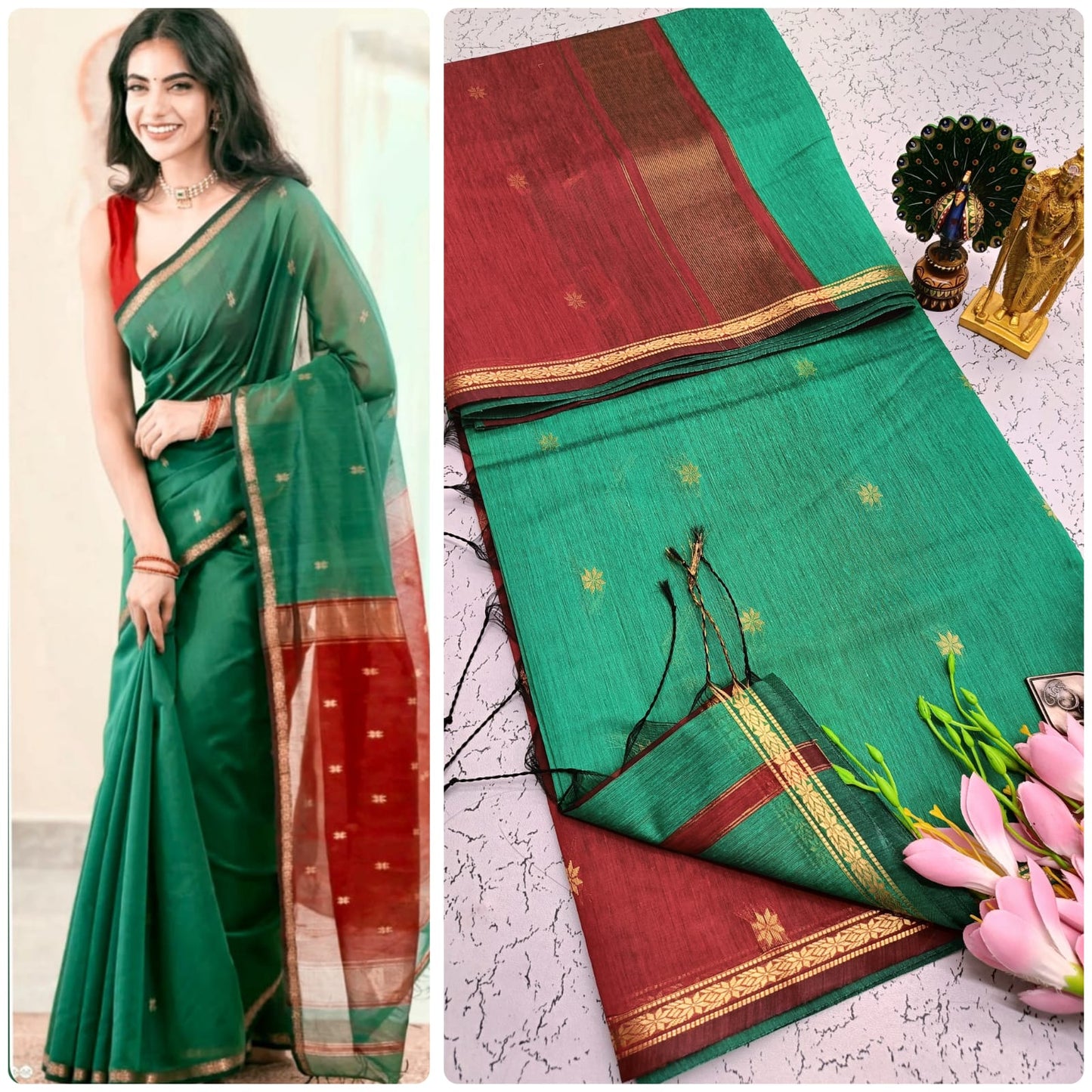 Maheswari-style Silk Cotton Saree