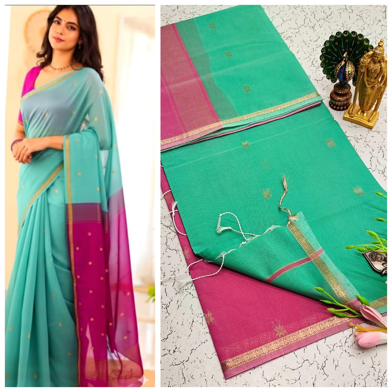 Maheswari-style Silk Cotton Saree