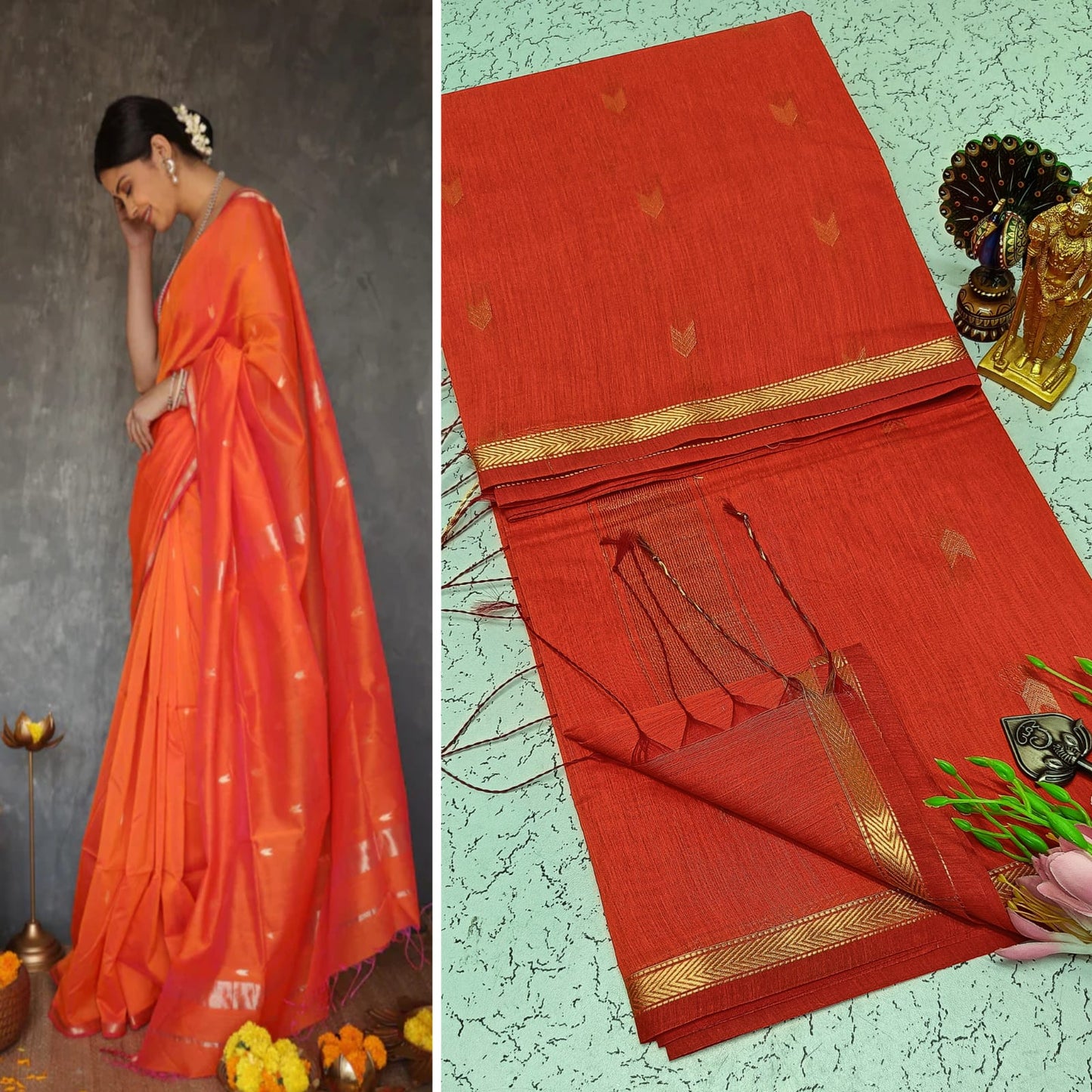 Maheswari-style Silk Cotton Saree