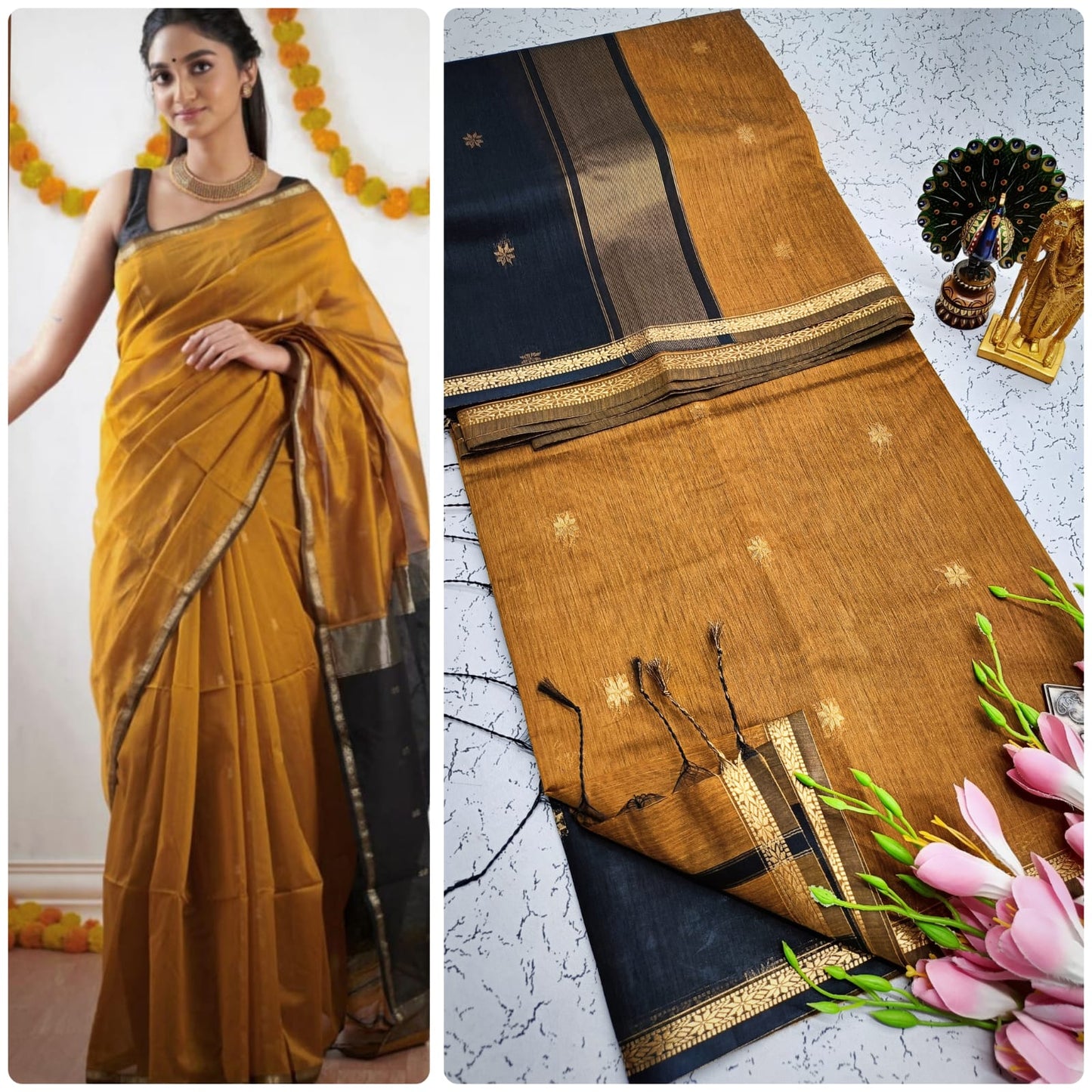 Maheswari Style Silk Cotton Butta Work Saree