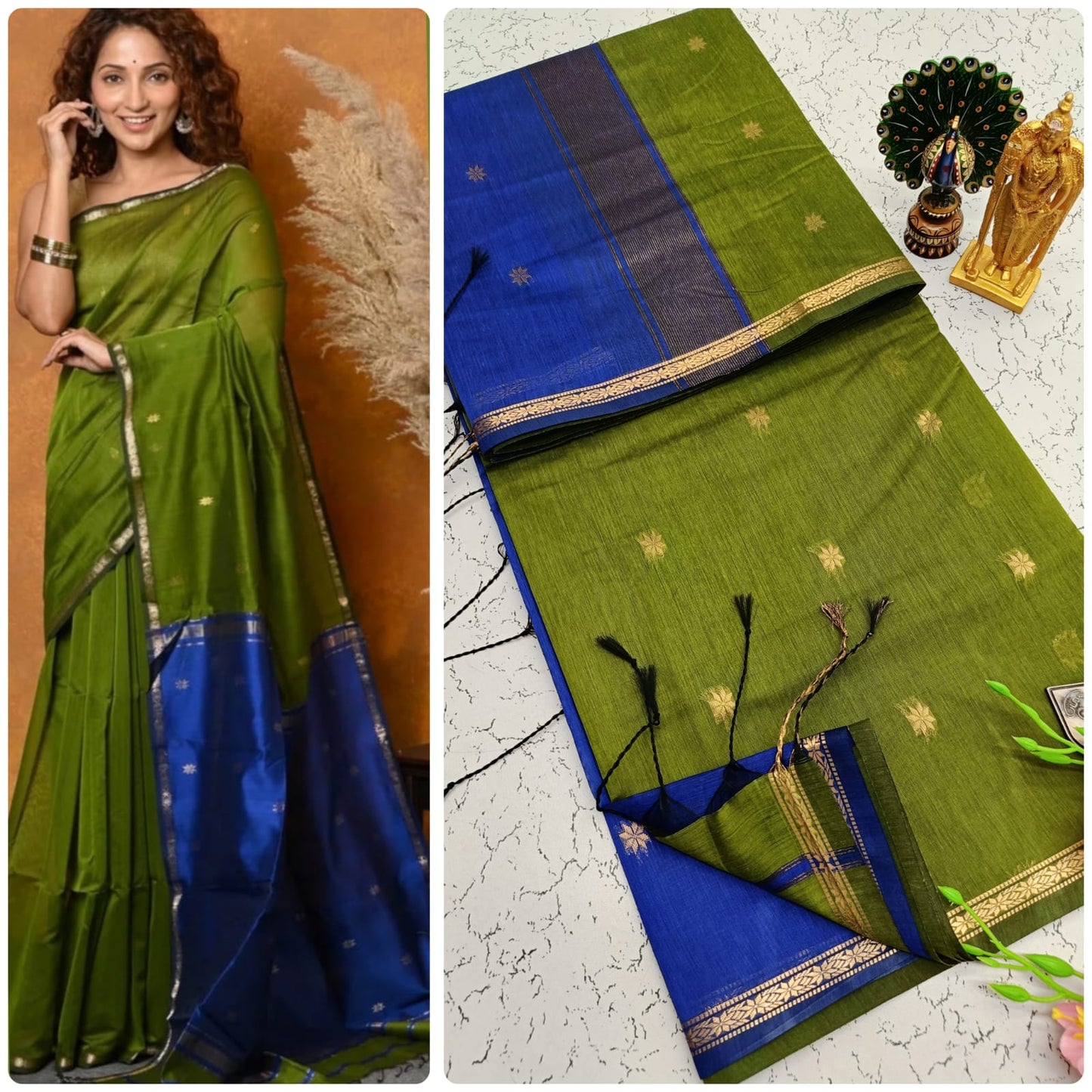 Maheswari Style Silk Cotton Butta Work Saree