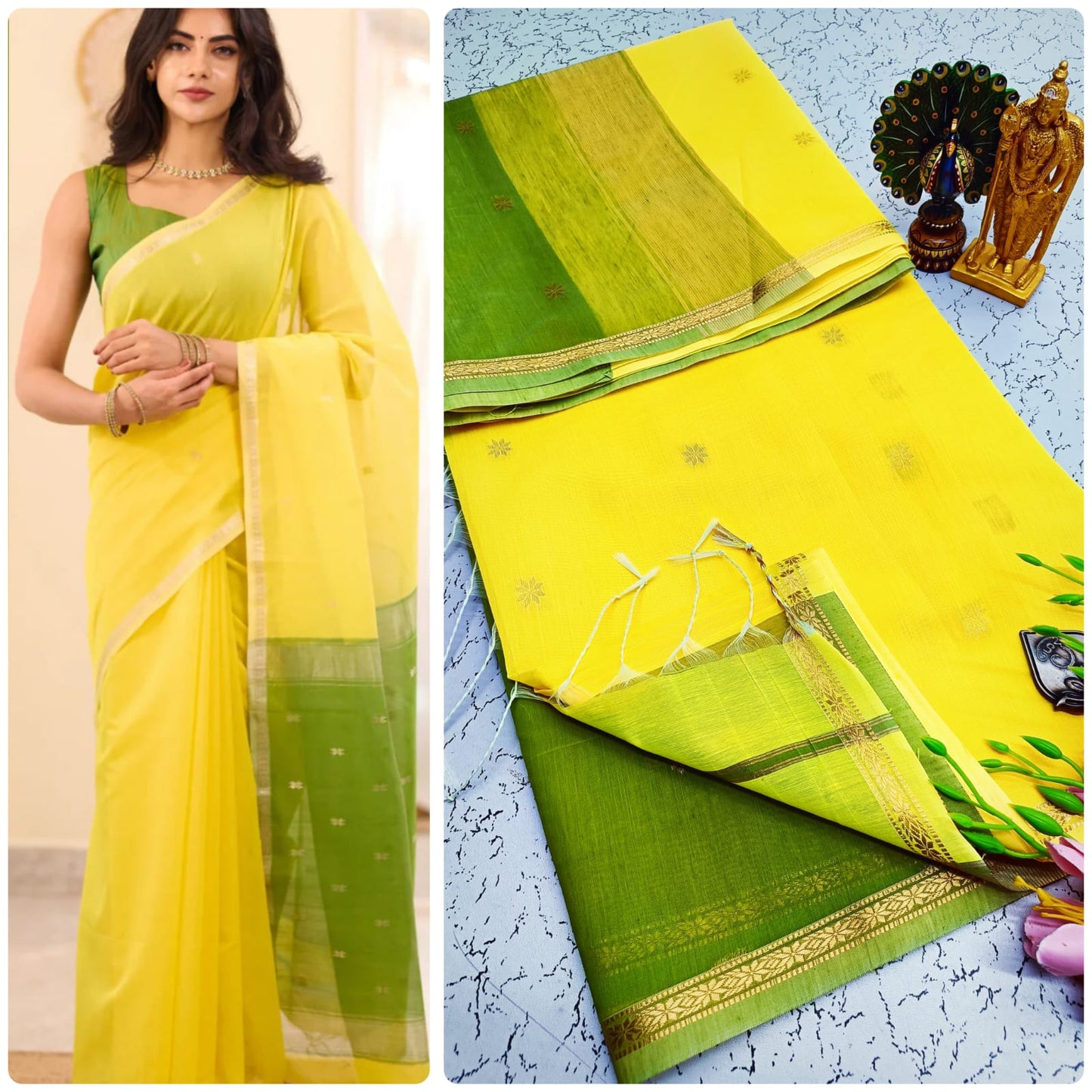 Maheswari Style Silk Cotton Butta Work Saree