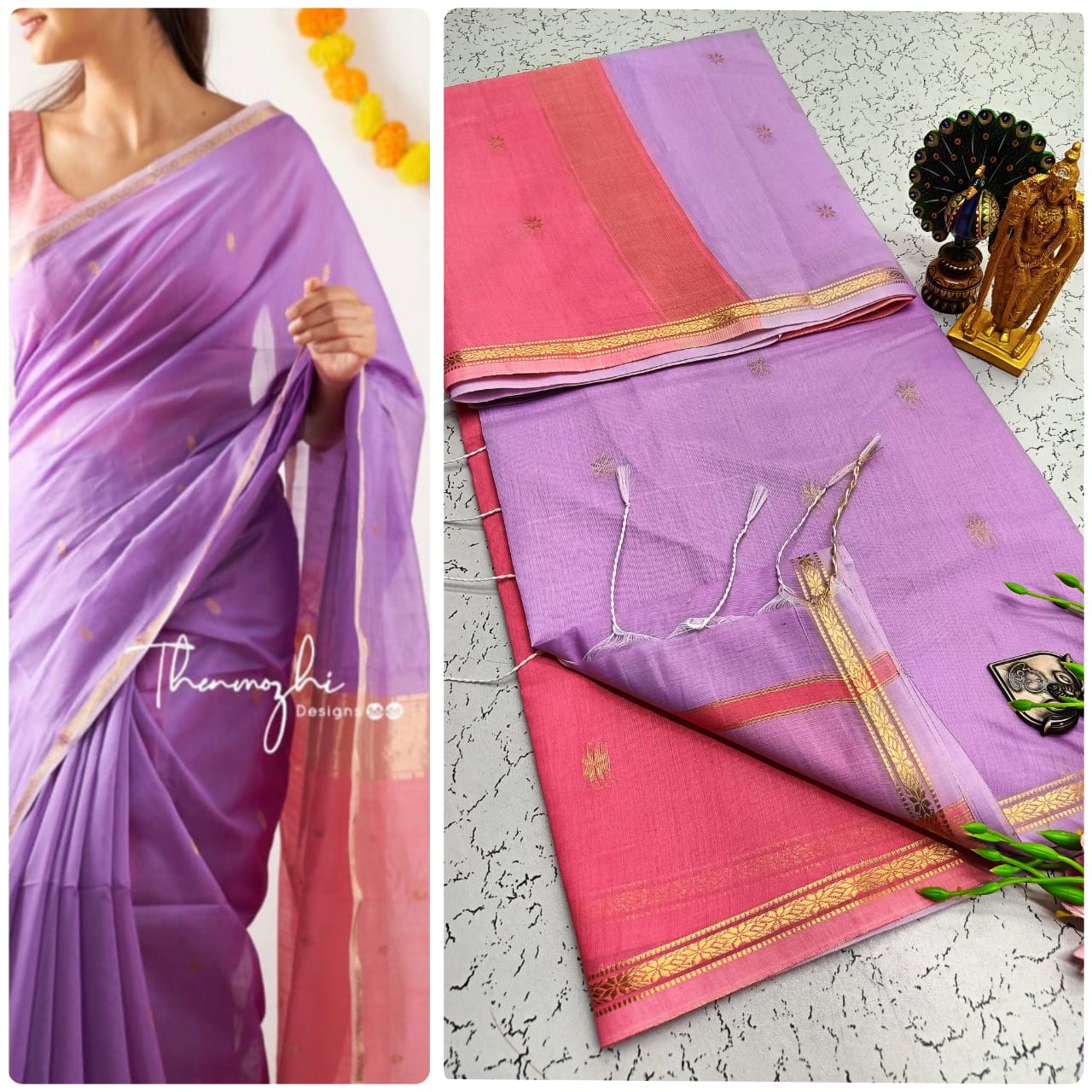 Maheswari Style Silk Cotton Butta Work Saree