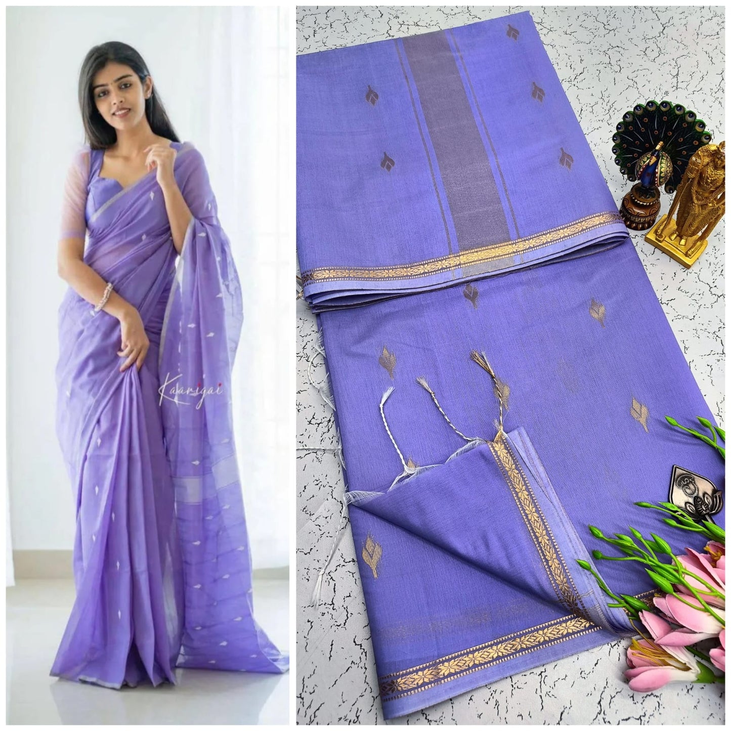 Maheswari Style Silk Cotton Butta Work Saree