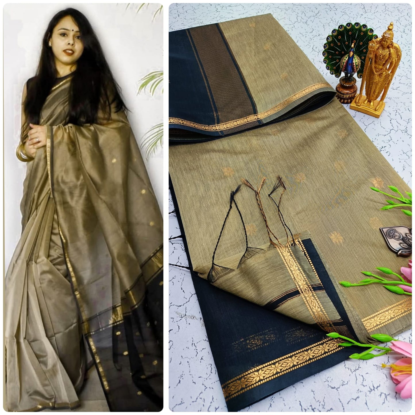 Maheswari Style Silk Cotton Butta Work Saree