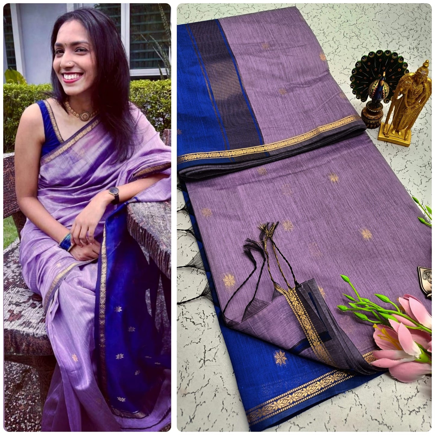 Maheswari Style Silk Cotton Butta Work Saree