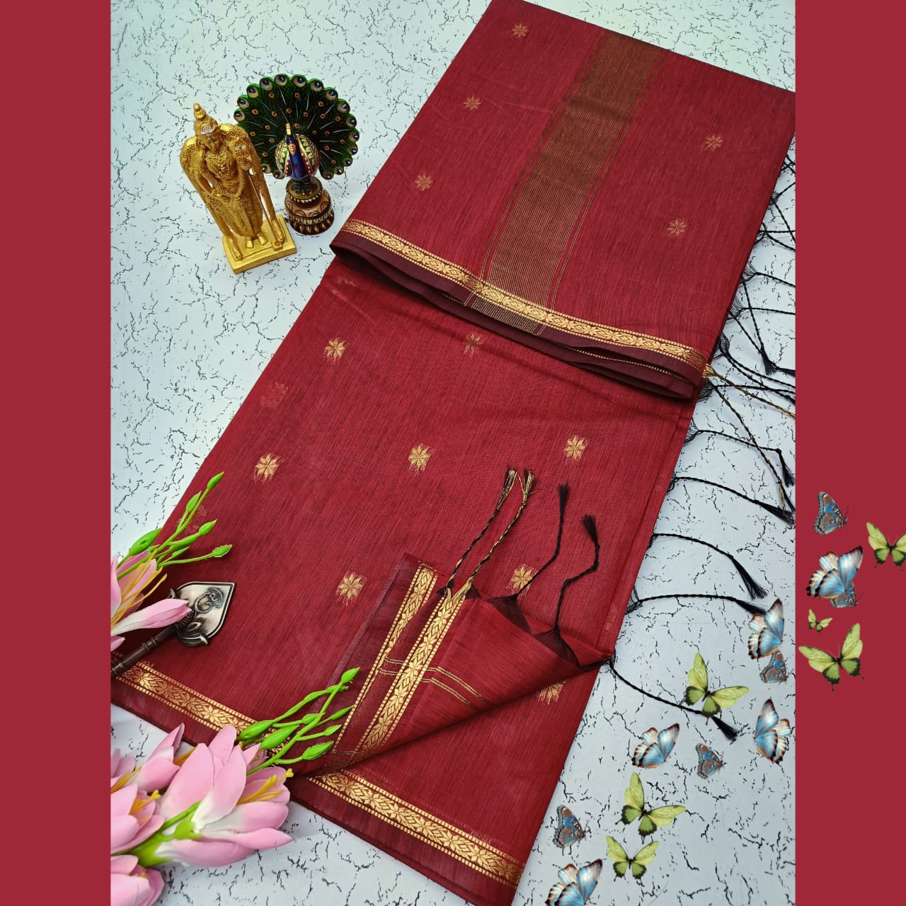 Maheswari Style Silk Cotton Saree