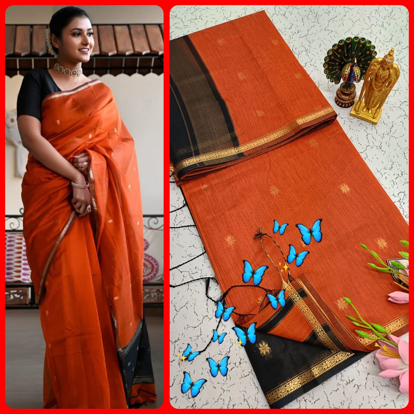 Maheswari Style Silk Cotton Saree