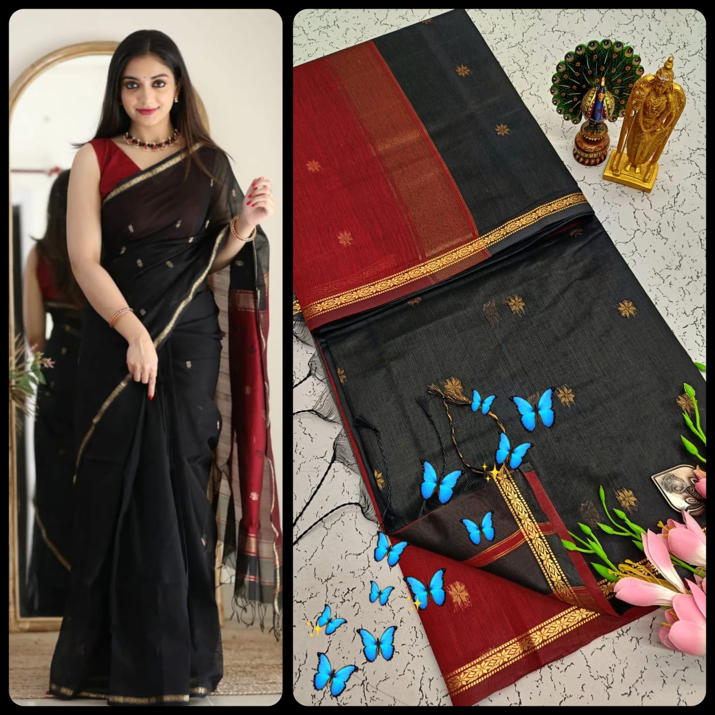 Maheswari Style Silk Cotton Saree