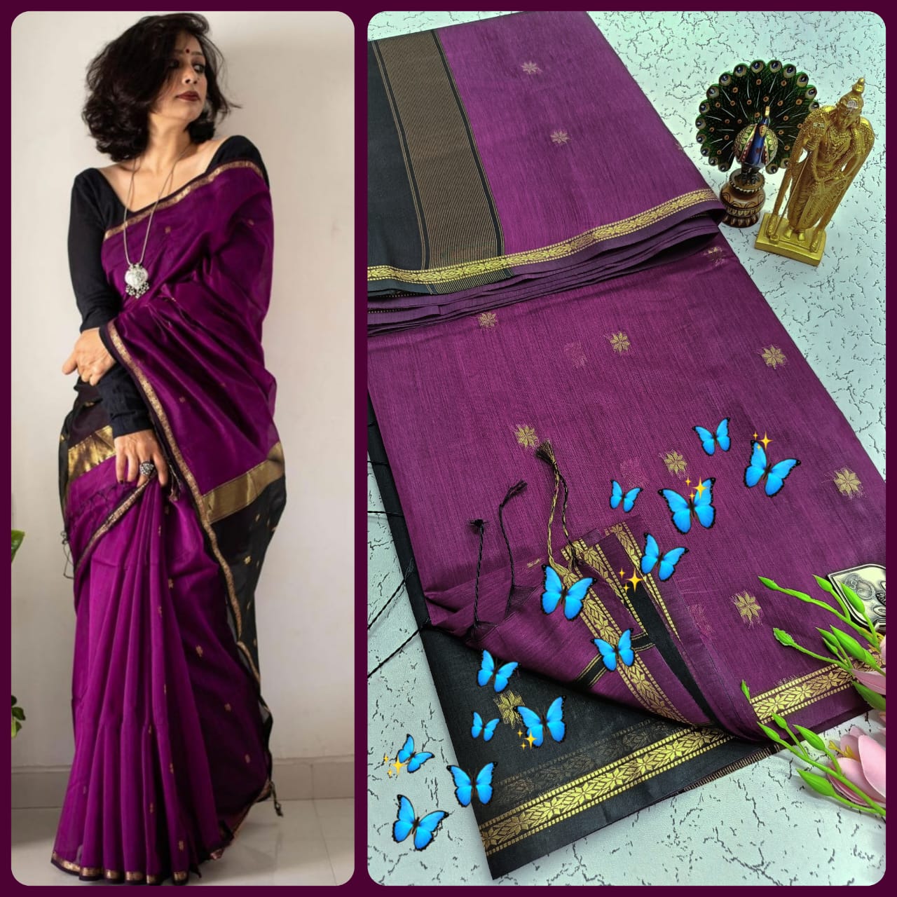 Maheswari Style Silk Cotton Saree