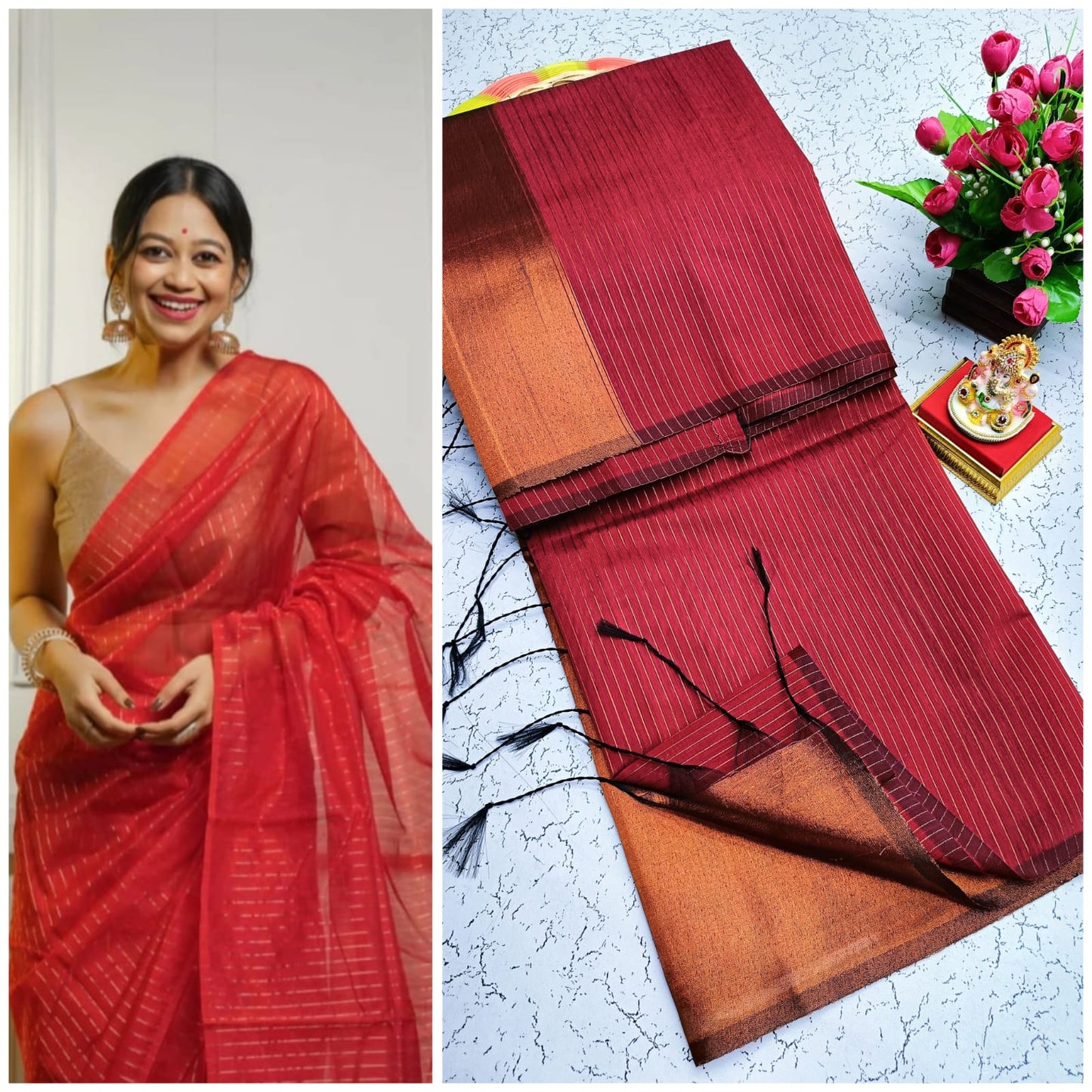 Maheswari Style Silk Cotton Saree