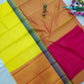 Mangalagiri cotton two colours middle temple thread border plain saree