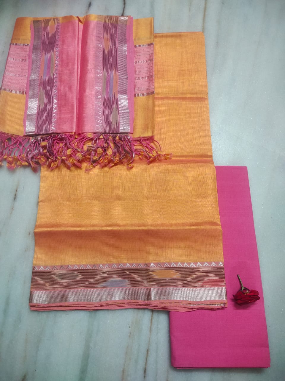 Mangalagiri handloom pure pattu by cotton dress material