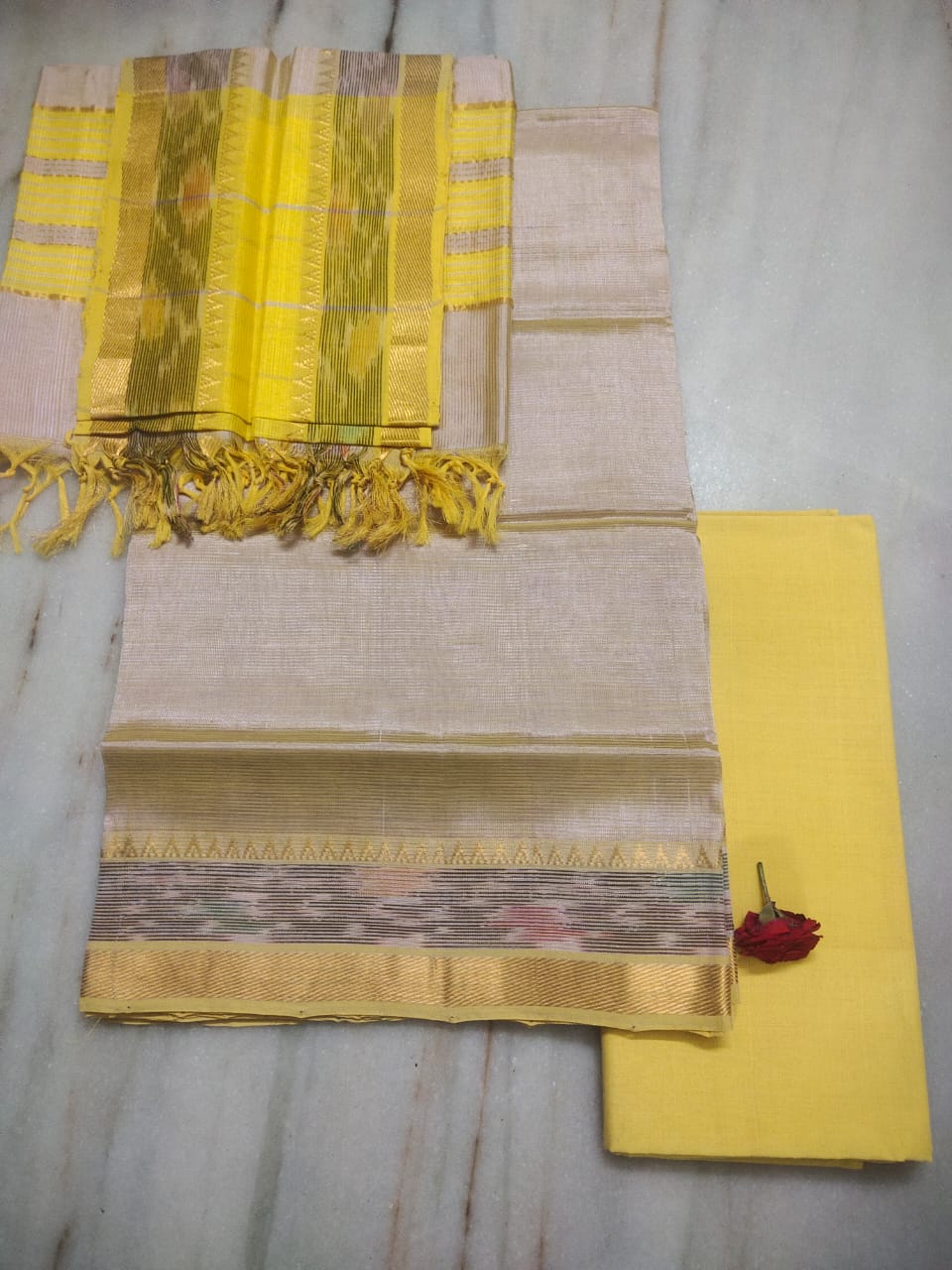 Mangalagiri handloom pure pattu by cotton dress material