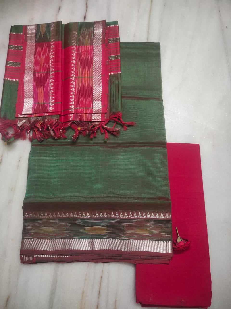 Mangalagiri handloom pure pattu by cotton dress material