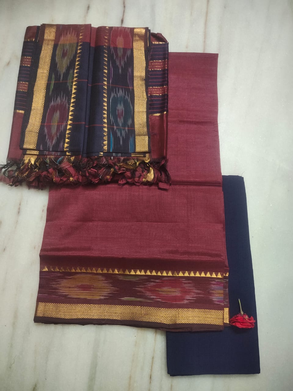 Mangalagiri handloom pure pattu by cotton dress material