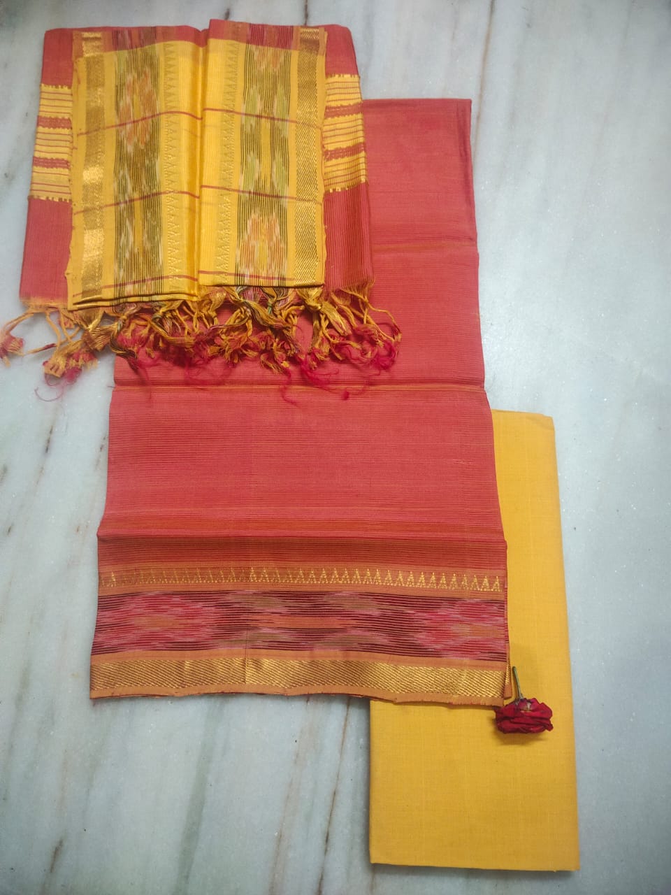 Mangalagiri handloom pure pattu by cotton dress material