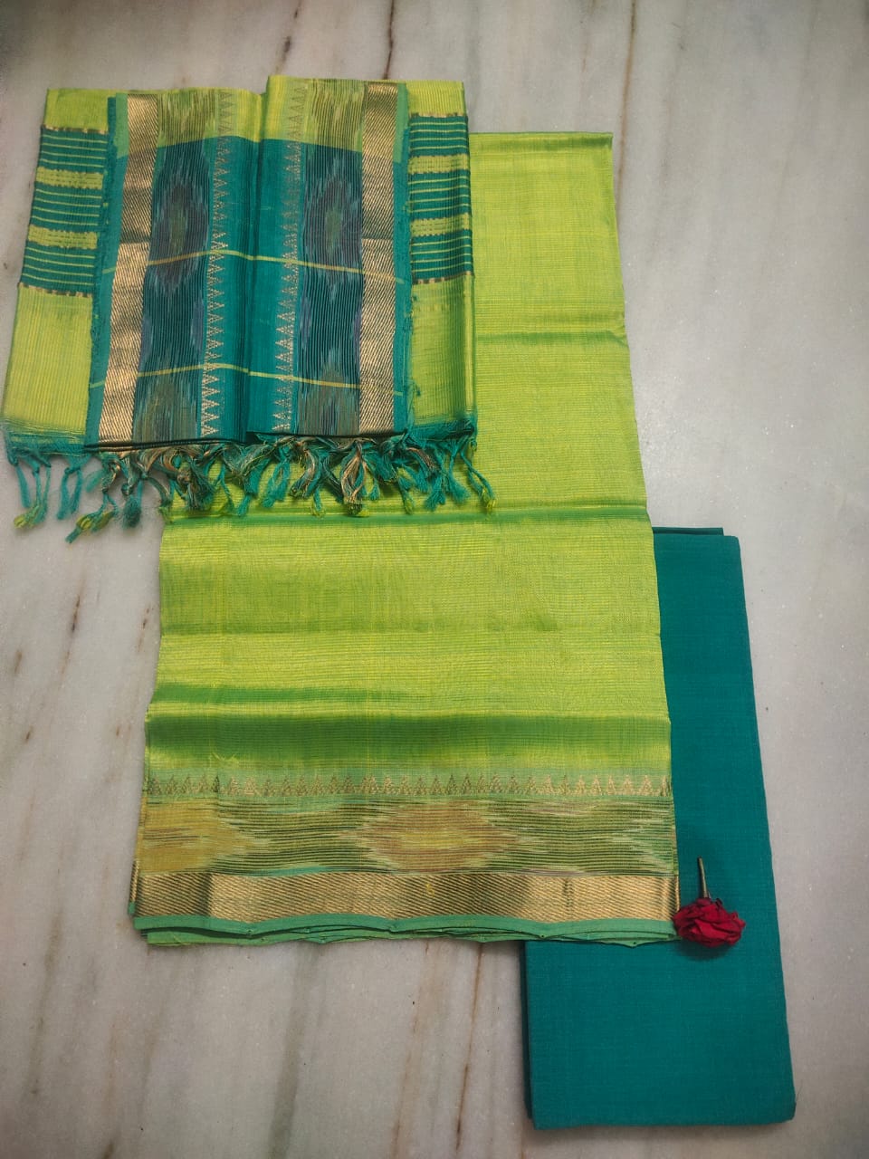 Mangalagiri handloom pure pattu by cotton dress material