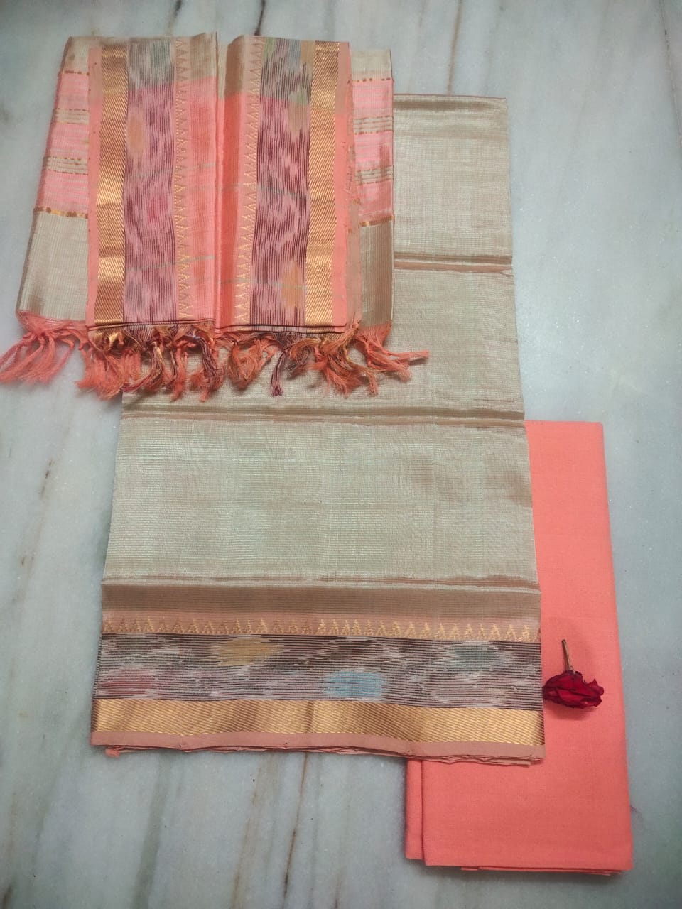 Mangalagiri handloom pure pattu by cotton dress material