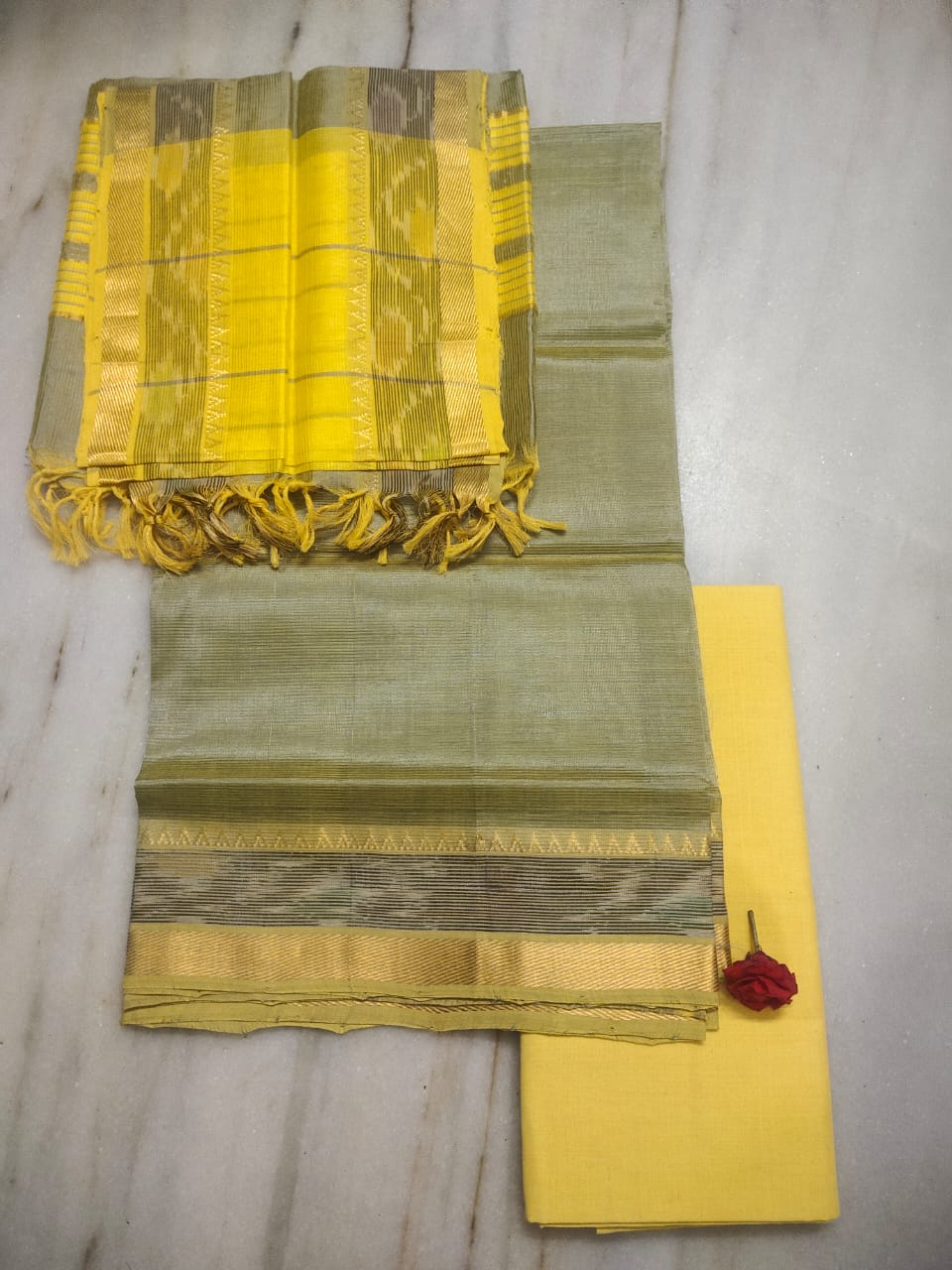 Mangalagiri handloom pure pattu by cotton dress material