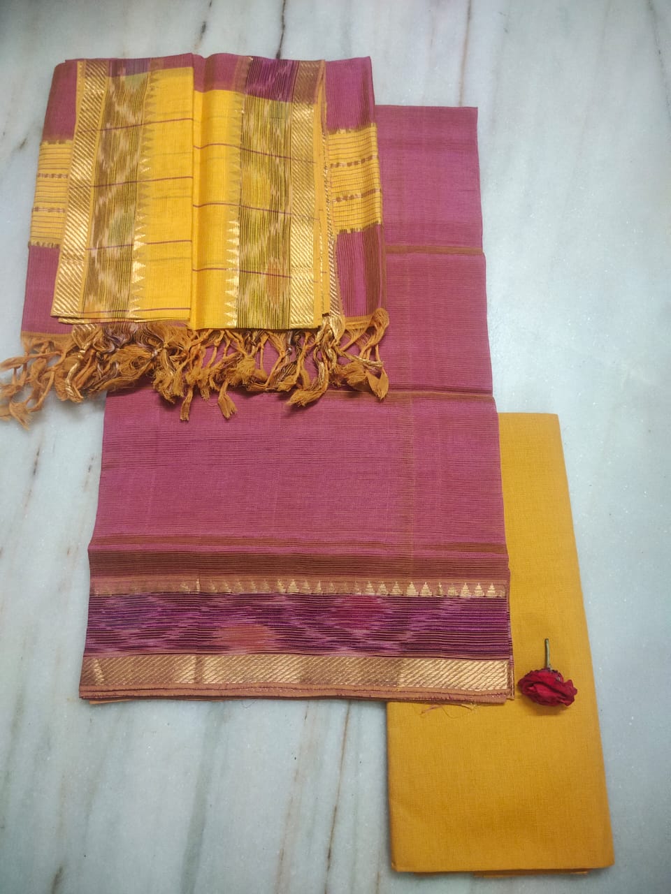 Mangalagiri handloom pure pattu by cotton dress material