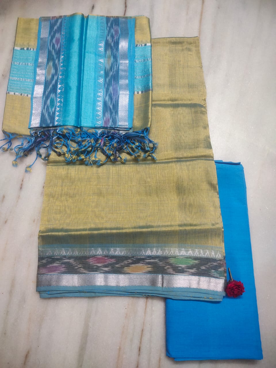 Mangalagiri handloom pure pattu by cotton dress material