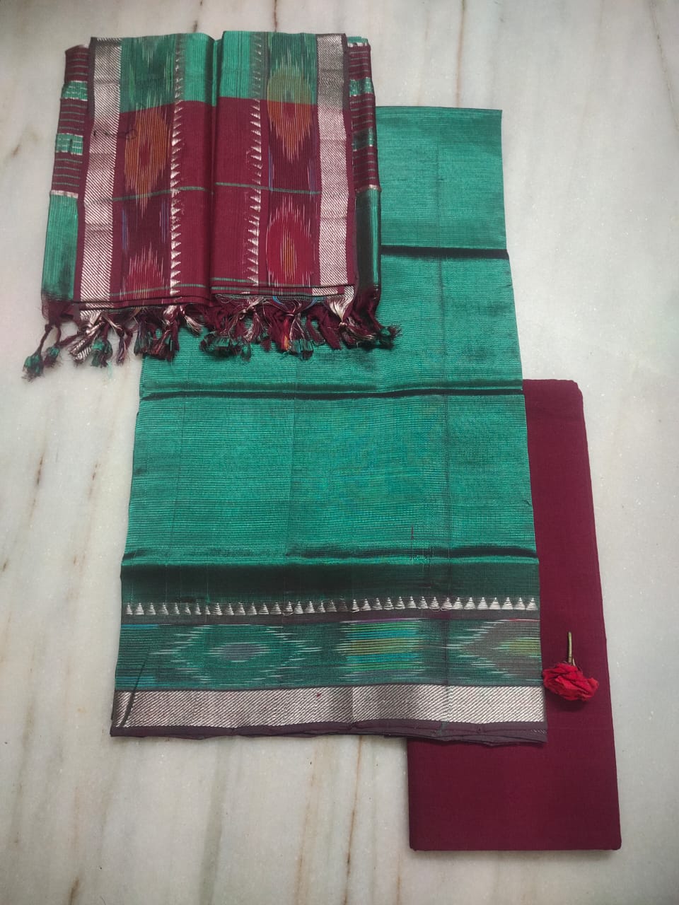 Mangalagiri handloom pure pattu by cotton dress material