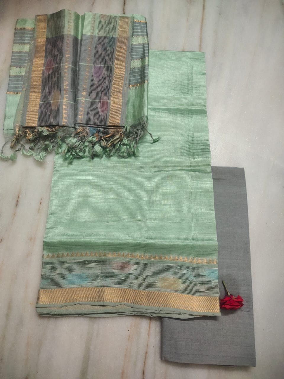 Mangalagiri handloom pure pattu by cotton dress material