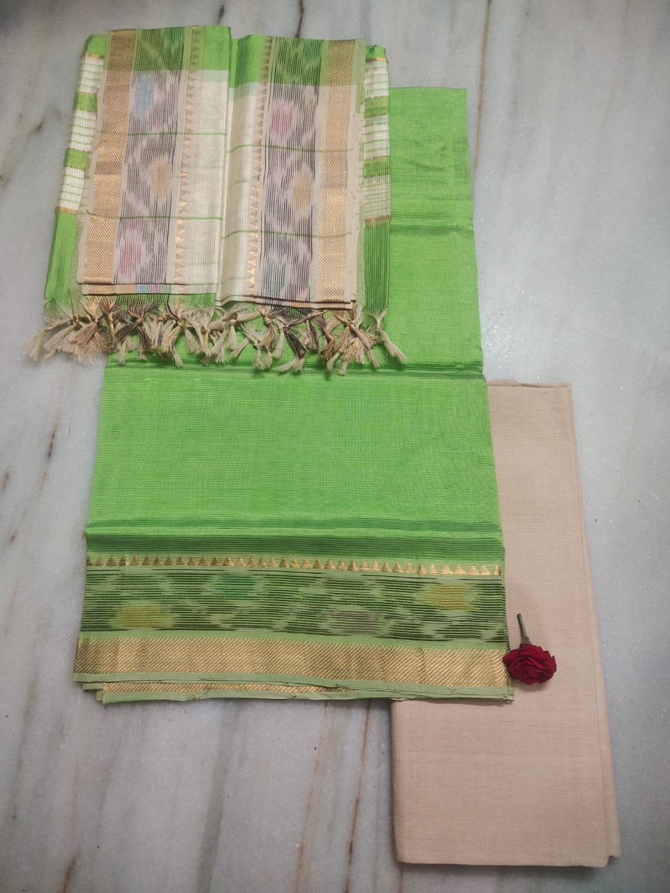 Mangalagiri handloom pure pattu by cotton dress material