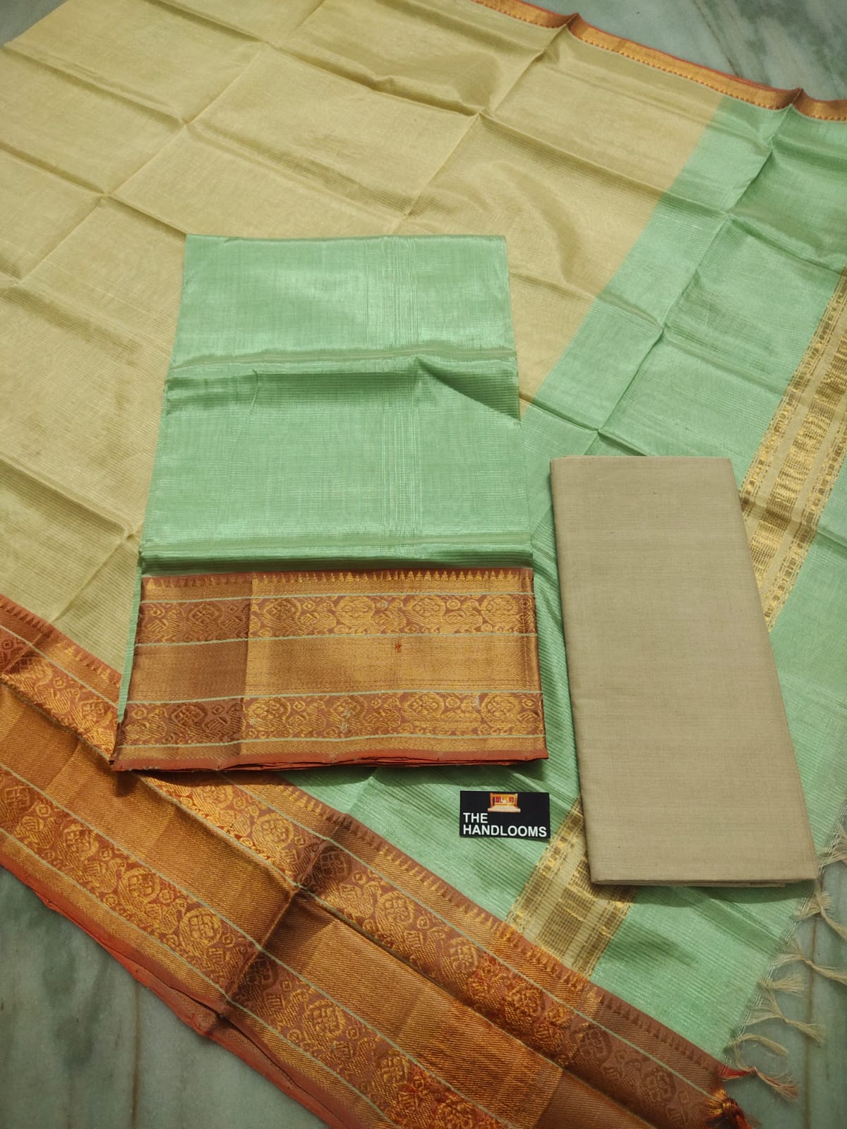 Mangalagiri handloom pure pattu by cotton {silk cotton} dress material