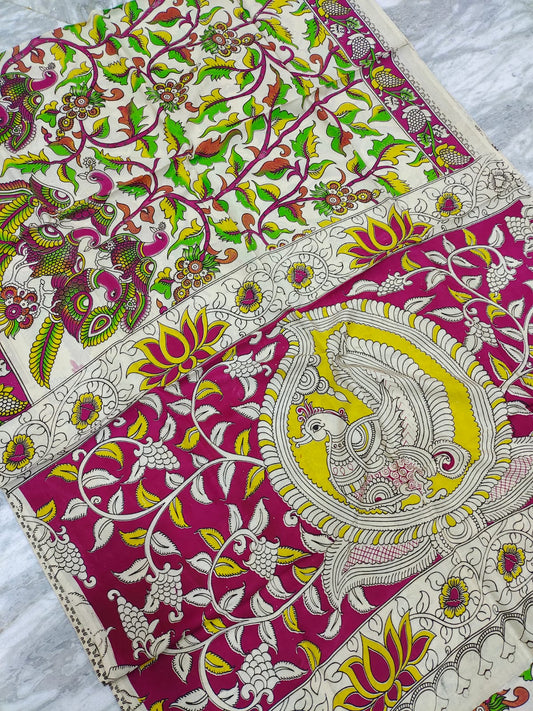 Mangalagiri kalamkari silk saree