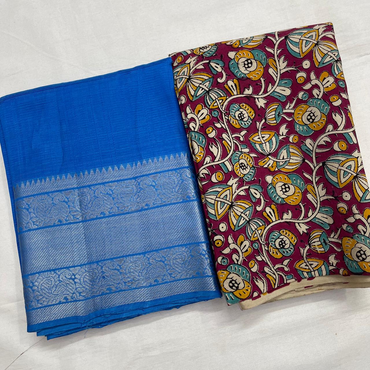 Mangalagiri pattu by cotton big border lehenga material