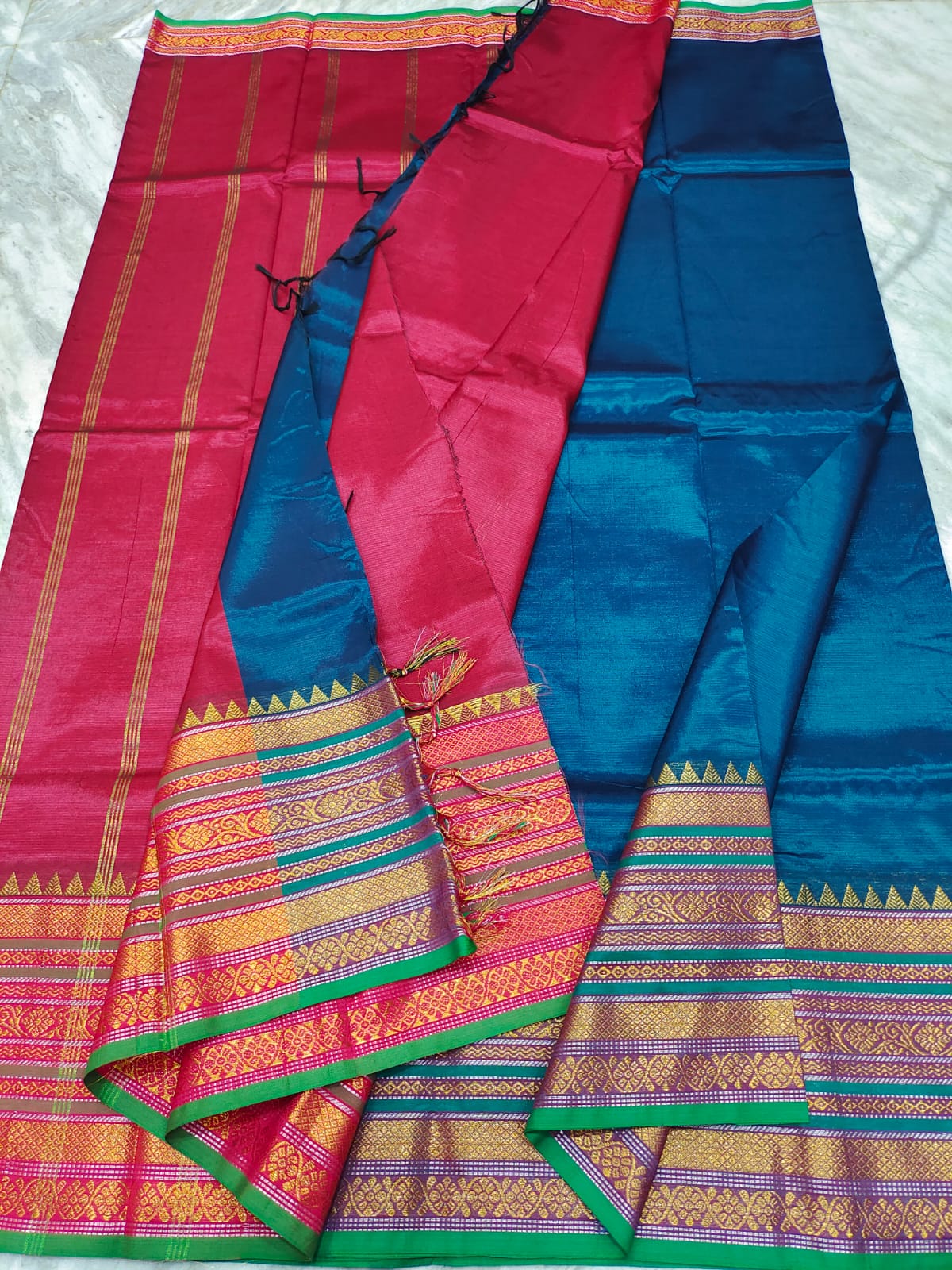 Mangalagiri pattu fancy border plain saree