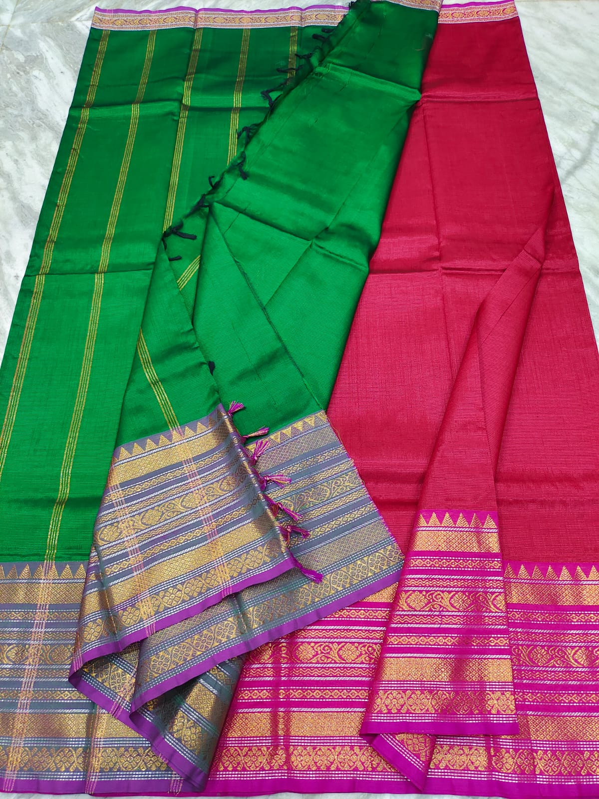 Mangalagiri pattu fancy border plain saree