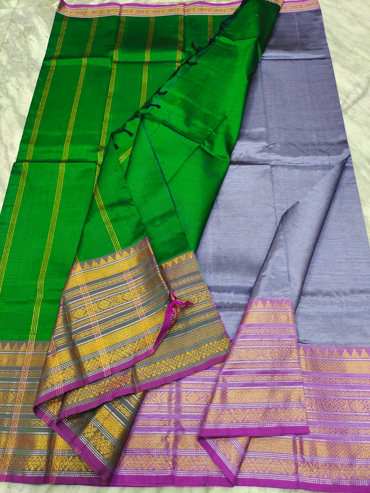 Mangalagiri pattu fancy border plain saree